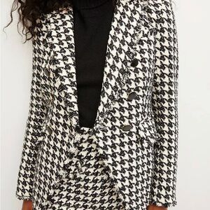 NWT Veronica Beard Black & Off-White Houndstooth Miller Dickey Jacket